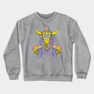 Zombie Skull with Boho Decor Crewneck Sweatshirt